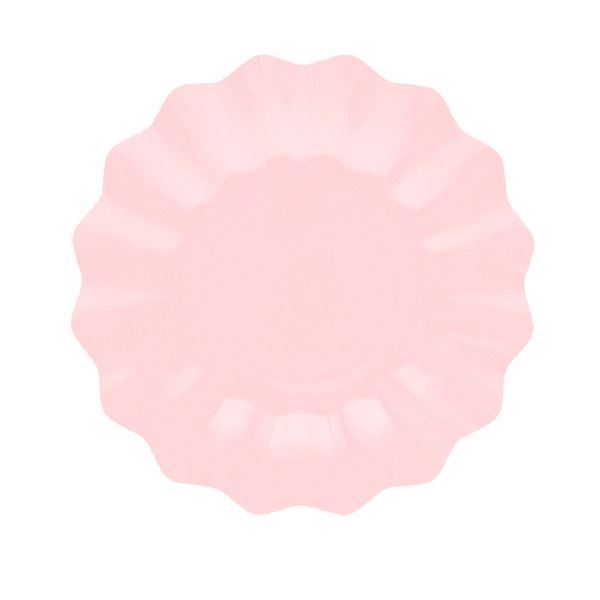 Picture of Platos Rosa Pastel Ondas cartón 21cm (8 uds.)