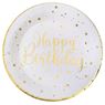 Imagens de Platos Happy Birthday Blanco Dorado cartón 23cm (10 unidades)
