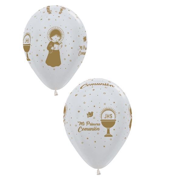 Imagen de Globos Comunión Látex Blancos (12)
