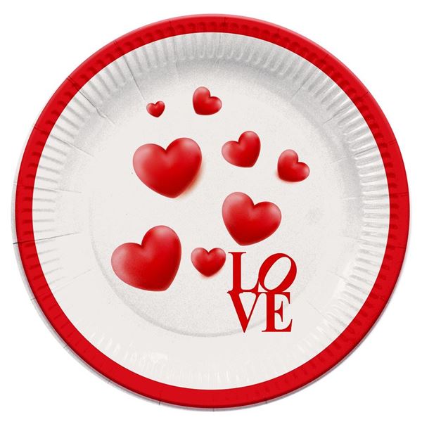 Imagen de Platos Love Corazones cartón 23cm (8 unidades)