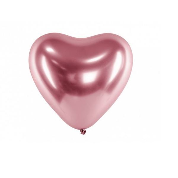 Imagens de Globos Forma Corazón Rosa Dorado Látex 30cm (50 unidades)