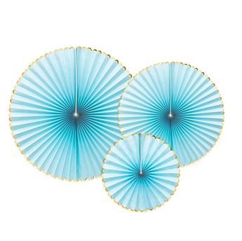 Imagen de Rosetones Azul Claro Borde Dorado (3)