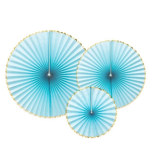 Imagen de Rosetones Azul Claro Borde Dorado (3)