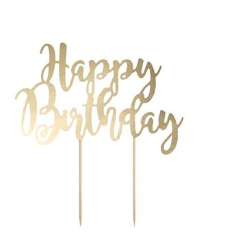 Imagen de Topper Tarta Feliz Cumpleaños Dorado