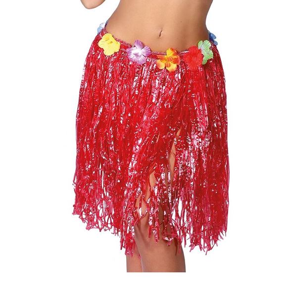 Imagen de Falda Hawaiana Flores Roja