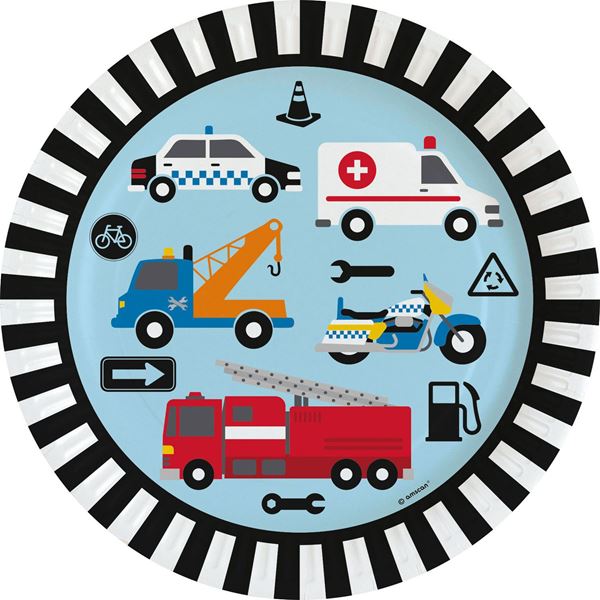 Imagen de Platos Coches de Juguete cartón 23cm (8 unidades)