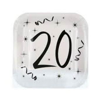 Imagen de Platos 20 Cumpleaños cartón 23cm (10 unidades)