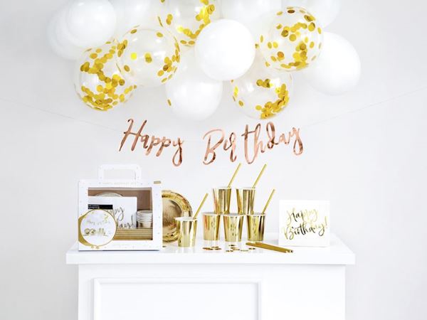 Imagen de Set decoración cumpleaños dorado para 6 personas