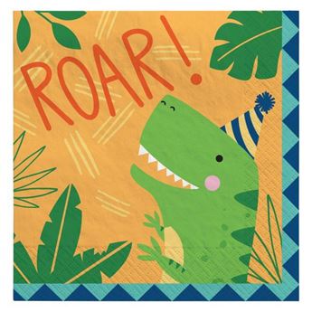 Imagen de Servilletas Dinosaurios Cumpleaños papel 33cm (16 unidades)
