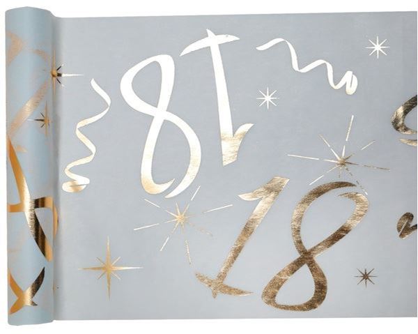 Imagen de Camino de Mesa 18 Cumpleaños Blanco Dorado (5m)