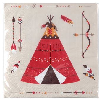 Imagen de Servilletas Indios y Vaqueros papel 33cm (20 unidades)