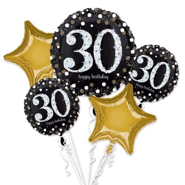 Bouquet Globos 30 Años Elegantes (5)✔️ por sólo 11,07 €. Envío en 24h.  Tienda Online. . ✓. Artículos de decoración  para Fiestas.