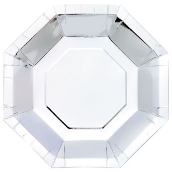 Picture of Platos Plateado Metal cartón 23cm (8 uds.)