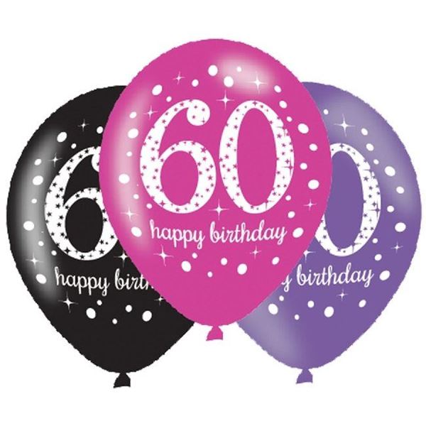 Globos 60 Años Glamour Látex (6 unidades)✔️ por sólo 2,07 €. Envío en 24h.  Tienda Online. . ✓. Artículos de decoración  para Fiestas.