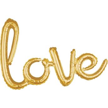 Imagen de Globo Palabra Love Dorada Cursiva (78cm)