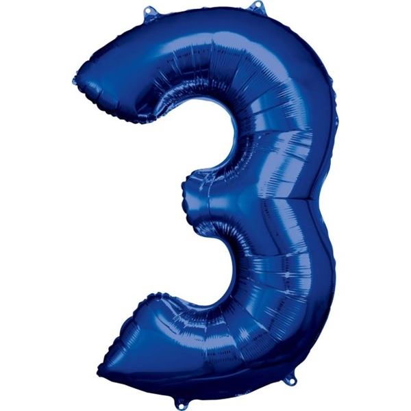 Picture of Globo Número 3 Azul Gigante (86cm)