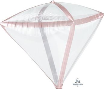 Picture of Globo diamante transparente borde rosa dorado