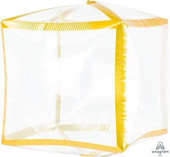 Picture of Globo Cubo Transparente Borde Dorado (38cm)
