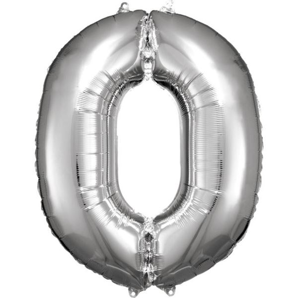 Imagen de Globo Número 0 Plateado Gigante (86cm)