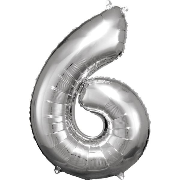 Picture of Globo Número 6 Plateado Gigante (86cm)