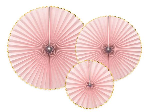 Imagen de Rosetones Rosa Pastel Borde Dorado (3 unidades)