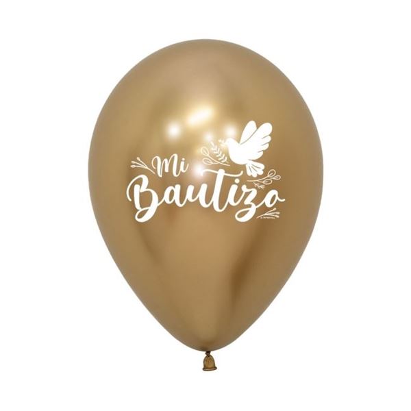 Globos Bautizo Réflex Dorado (12)✔️ por sólo 4,46 €. Envío en 24h. Tienda  Online. . ✓. Artículos de decoración para  Fiestas.