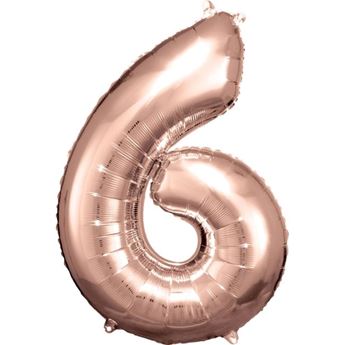 Imagen de Globo Número 6 Rosa Dorado Gigante (86cm)