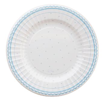 Picture of Platos Puntos Azules Dulce cartón 27cm (8 unidades)