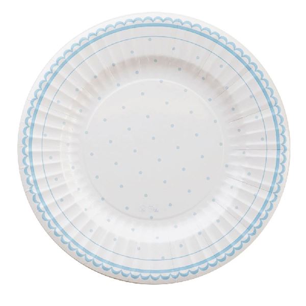 Picture of Platos Puntos Azules Dulce cartón 27cm (8 unidades)