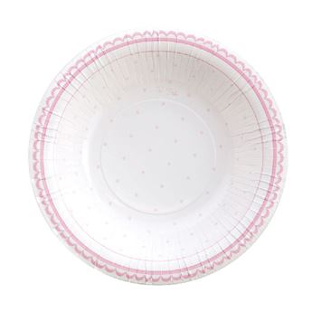 Imagen de Platos Hondos Puntos Rosa Dulce cartón 24cm (8 unidades)