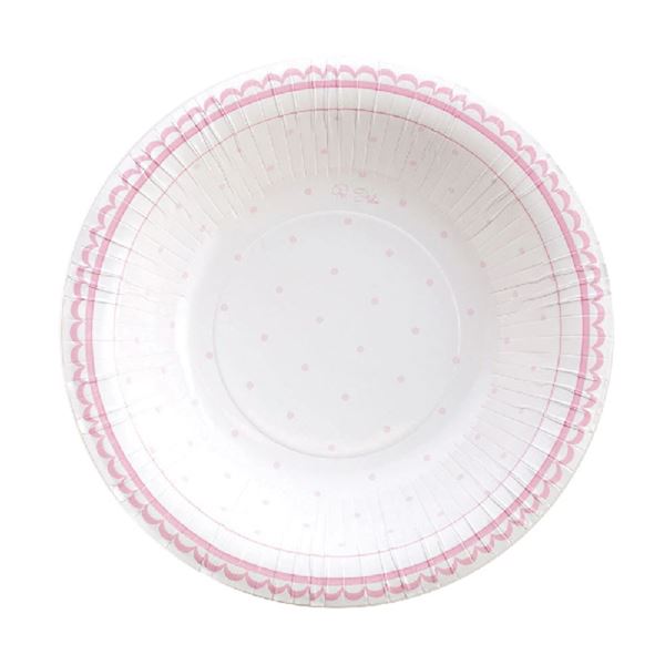 Imagen de Platos Hondos Puntos Rosa Dulce cartón 24cm (8 unidades)