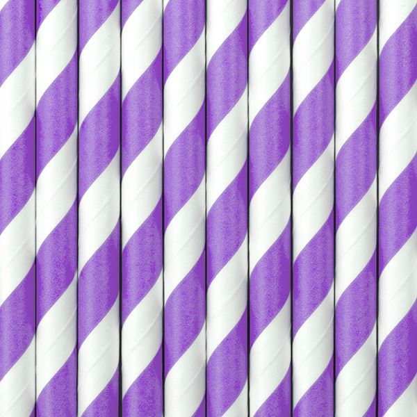 Imagens de Pajitas con Rayas Lilas (10 uds.)