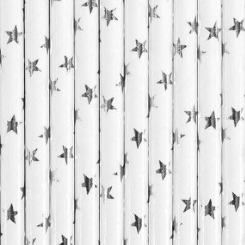 Imagen de Pajitas Estrellas Plateadas papel (10 unidades)