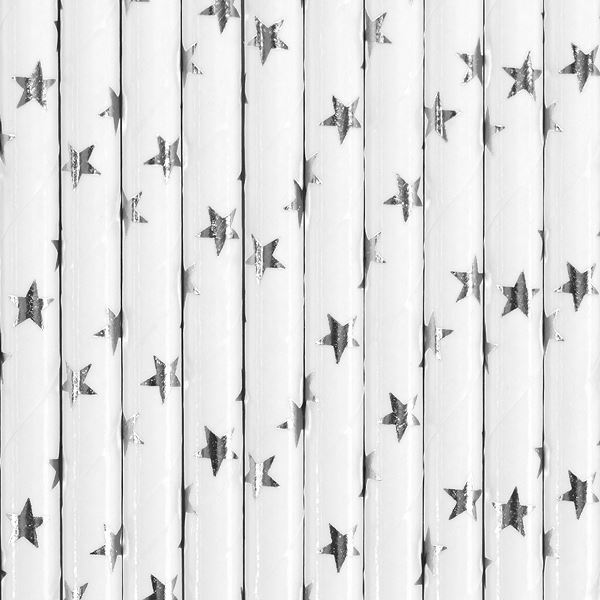 Picture of Pajitas Estrellas Plateadas papel (10 unidades)