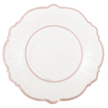Imagen de Platos Rose Liberty Borde Rosa Dorado cartón 27cm (8 uds)