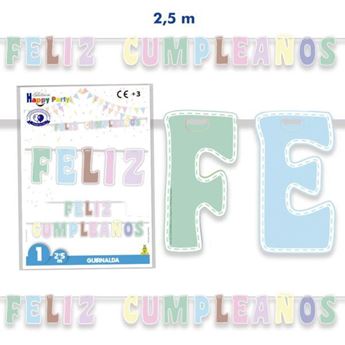 Imagen de Guirnalda Feliz Cumpleaños Macarons (2,5m)