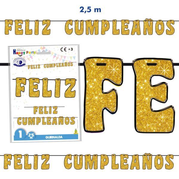 Picture of Guirnalda Feliz Cumpleaños Letras Dorada (2,5m)