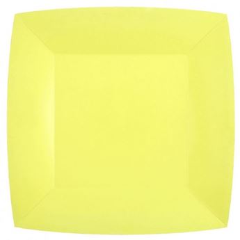 Imagen de Platos Amarillo Pastel Cuadrados cartón 23cm SX (10 uds.)