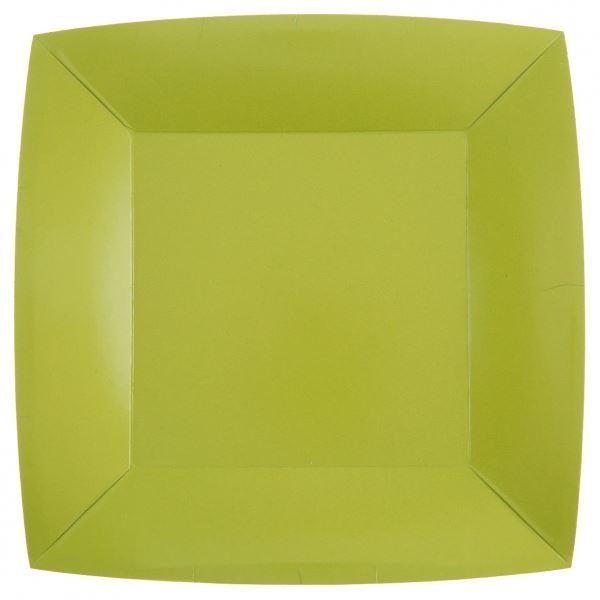 Imagens de Platos Verdes Kiwi Cuadrados cartón 23cm SX (10 uds.)