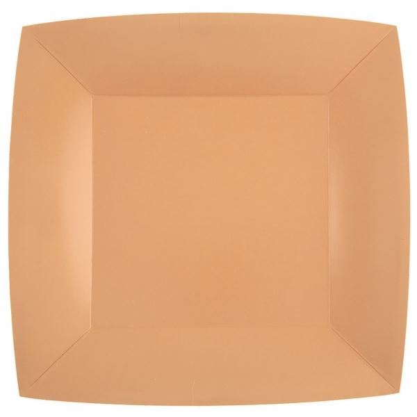 Imagen de Platos Coral Claro Cuadrados cartón 23cm SX (10 uds.)