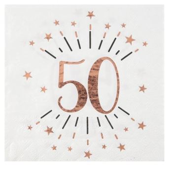 Imagen de Servilletas 50 Cumpleaños Rosa Dorado Sparkling papel 33cm (10 unidades)