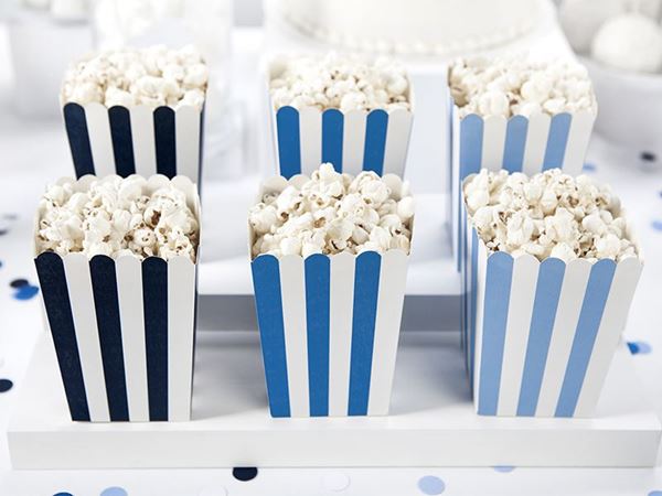Picture of Cajitas para Palomitas Rayas Mezcla de Azules cartón (6 unidades)