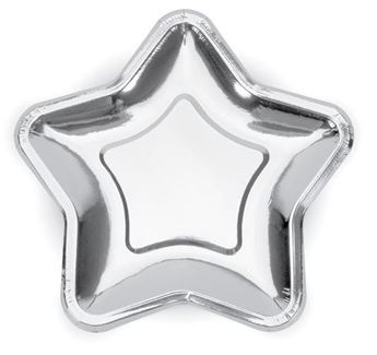 Imagen de Platos Estrella Plateado cartón 23cm (6 unidades)