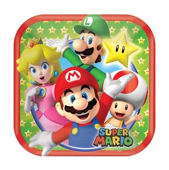 Imagen de Platos de Super Mario Bros cartón 18cm (8 unidades)