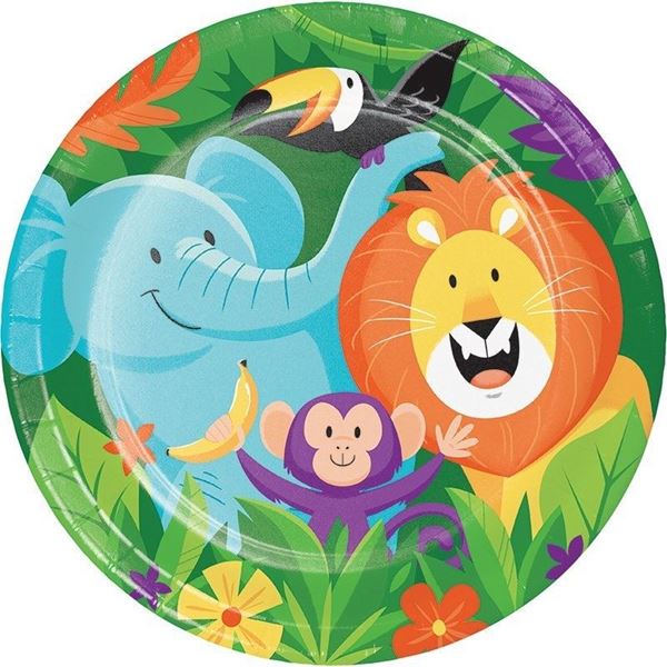Imagens de Platos Jungla Cumpleaños cartón 23cm (8 unidades)