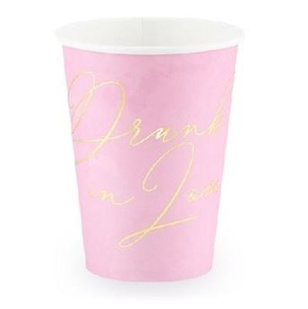 Imagen de Vasos Rosas Drink in Love cartón 360ml (6 unidades)