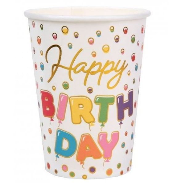 Picture of Vasos Happy Birthday Colores cartón (10 unidades)