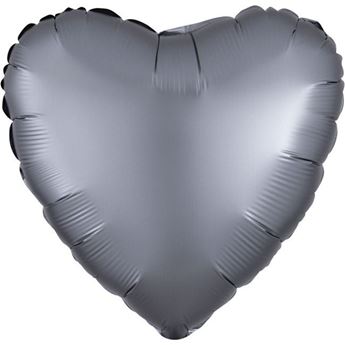 Imagen de Globo Corazón Grafito Satín (45cm)