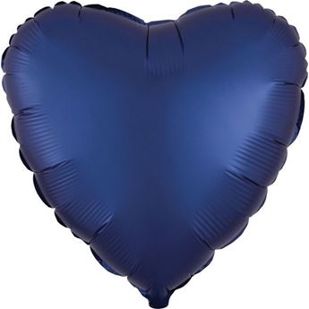 Imagen de Globo Corazón Azul Naval Satín (45cm)
