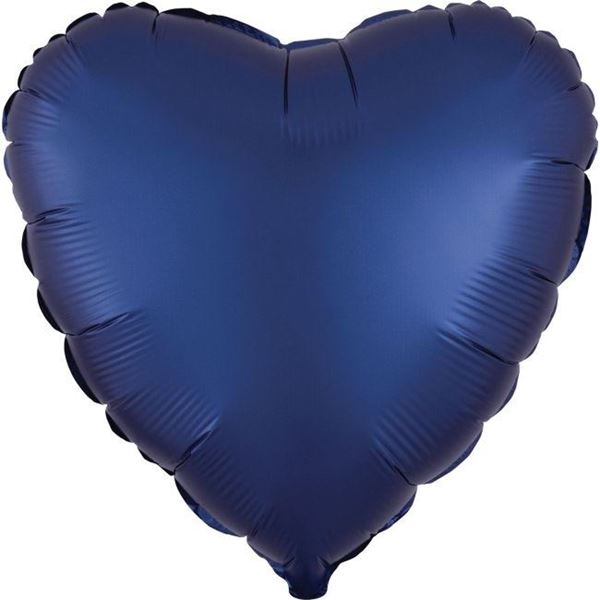 Imagen de Globo Corazón Azul Naval Satín (45cm)